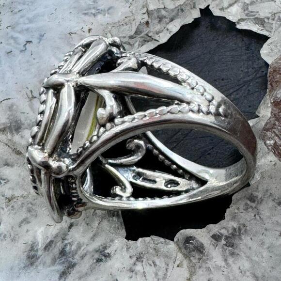 Carolyn Pollack Sterling Silver Oval White Jasper Decorated Ring For Women - Picture 7 of 10